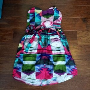Colorful Strapless mini dress